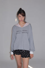 eatmeplz* ネイビーリーダーブリティッシュグレープリント長袖Tシャツ
