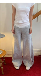 Wide banding lace bootcut pants