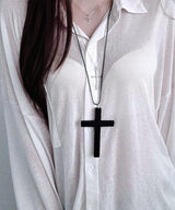 Big black cross necklace