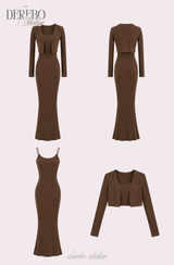 Violet Sleeveless Long Dress Cardigan Set (REGULAR)