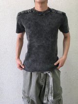 ファイナー ショルダーパネル ウォッシュド ショートスリーブ Tシャツ 3C