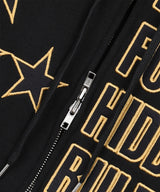 スターレタリングパッチフーディージップアップ - ブラック