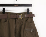 [Belt SET] ハイヒールワイドジッパーカーゴロングワイドパンツ