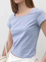(Z-T-6808)エッセンシャル スクエア ネックTシャツ