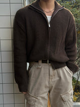 Fold crop knit zip up