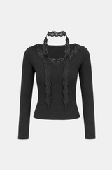 Sorin Lace Choker Knit Top