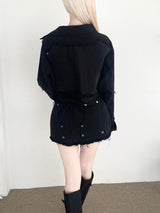 1247. Chic zipper button denim crop jk (2color)