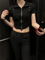 Chic stud half zip up(4color)