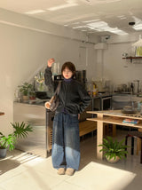 Hison Balloon Wide Brushed Denim Pants