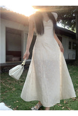Ivory Punching Layered Long Dress