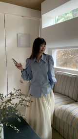 [SALE] Sora Back Point Shoulder Puff Blouse