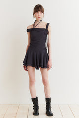 LILY FRILL DRESS charcoal
