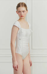 DEW COWL SWIMSUIT white
