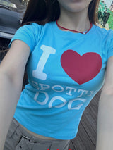Love Blue Cotton Short Sleeve T-shirt