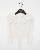 Lucole Shirring Off-Shoulder Knit muffler choker set
