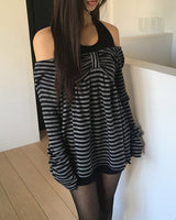 Bri Striped Shirring Long-Sleeve T-Shirt