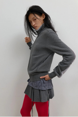 Fur Trim Jersey Zip-up / Charcoal