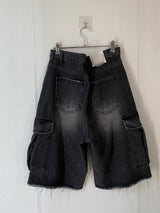 Vintage Washed Cargo Bermuda Denim Pants