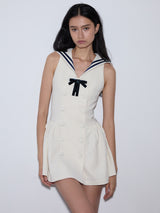 rirri 2025 Spring-Summer セーラーカラースリムフィットボウウエストドレス