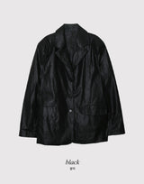 #シンプルレザーオーバーフィットレザージャケット (2color)