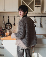 ドロー シャギー Vネック カーディガン