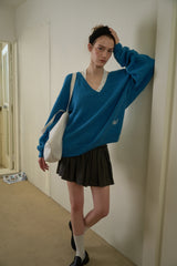 Moa v-neck knit_blue