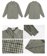 グリーンチェック柄フレアルーズフィットシャツ