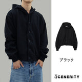 Double Button Hooded Zip-Up (Black)
