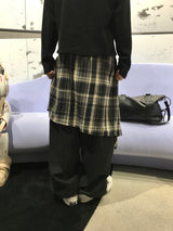 ラフィチェックレイヤードワイドパンツ 2C