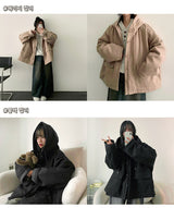 Tsuwon Quilted Button Hooded Coat Jacket