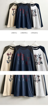 Witty Vintage Crack Lettering Nagrang Long Sleeve Tee 