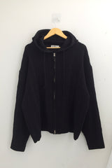 Punch Damage Hooded Knitwear Zip-Up