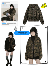 camouflage thick hood zip-up