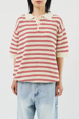 Letter Collar Half Knit (3color)