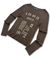 Stencil Numbering Long Sleeve Tee_Brown