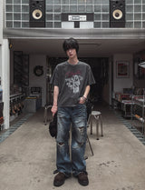 べロッドクロッププリントショートスリーブTシャツ