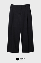 ヨギズディープラウンドシンバックバンディングウールワイドスラックス