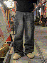 Tachi washed cargo denim pants