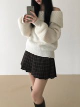 Candle off-shoulder knitwear (3 colors)
