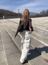 Milt Back Adjust Strap Balloon Wide Pants