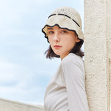 Heart Chain Crochet Ribbon Bucket Hat / Black