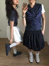 Layered Dot Hoodie Vest (2color)