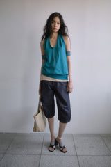 26SS★ CINCH BACK STITCH BERMUDA JEANS