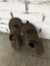 Leopard platform flip-flops
