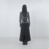 Folded check maxi skirt 001