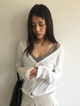 Bone Silk V Cardigan (2color)