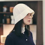 VA Applique Cable Knit Bucket Hat / Ivory