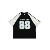 PEANUT STAIN - Old Money Eighty Eight Duo Side Black Boxy Oversized Tshirt