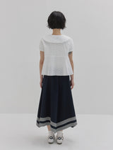 シアーサッカーフレアドマキシスカート (Navy)