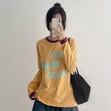Lettering Long Sleeve Hope Ringer Color-Blocked Long Sleeve T-Shirt (4 colors)